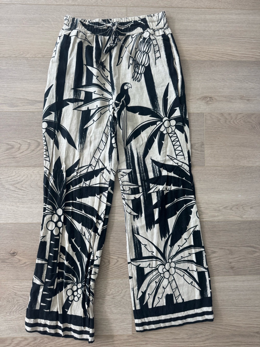 Tropical Print Linen Pants